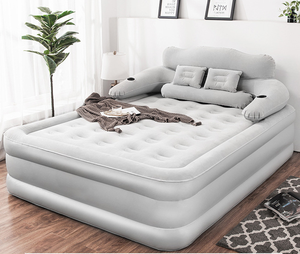 Grand matelas gonflable avec dossier, <span class=keywords><strong>lit</strong></span> d'appoint portable, coussin d'air, <span class=keywords><strong>lit</strong></span> simple ou double, canapé-<span class=keywords><strong>lit</strong></span> pliable pour salon intérieur - Product Image 2