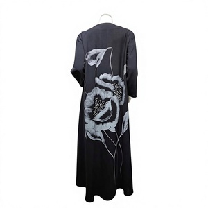 Wholesale Woman Abaya Casual Button Front Long Sleeve Maxi Dress Lightweight Muslim Clothing Woman Abaya Turkish Style Modest - Product Image 1