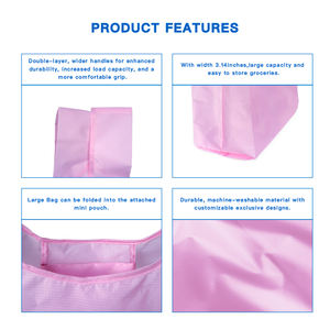 Bolsas de compras de tela de nailon de diseñador, bolso de mano Popular en línea para pequeñas empresas, elegante plegable, gracias por su - Product Image 4