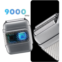 Rasoir électrique de voyage miniature portable à trois lames réciproques personnalisable avec écran LED, rechargeable par USB, rasoir à lames pour hommes