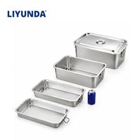 Baki Makanan Logam Persegi Panjang LIYUNDA 50*35cm, Berbagai Tinggi, Kualitas Bagus, Stainless Steel, Alas Datar, Dilengkapi Pegangan, 14L