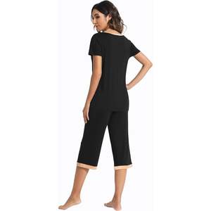 Ensemble de pyjama en viscose de bambou pour femme, haut à manches courtes et pantalon capri, vêtements de nuit rafraîchissants, tailles S-3X - Product Image 3