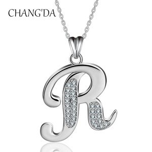 Letra R del alfabeto encanto colgantes de plata de ley 925 de moda de la familia de la joyería - Product Image 1