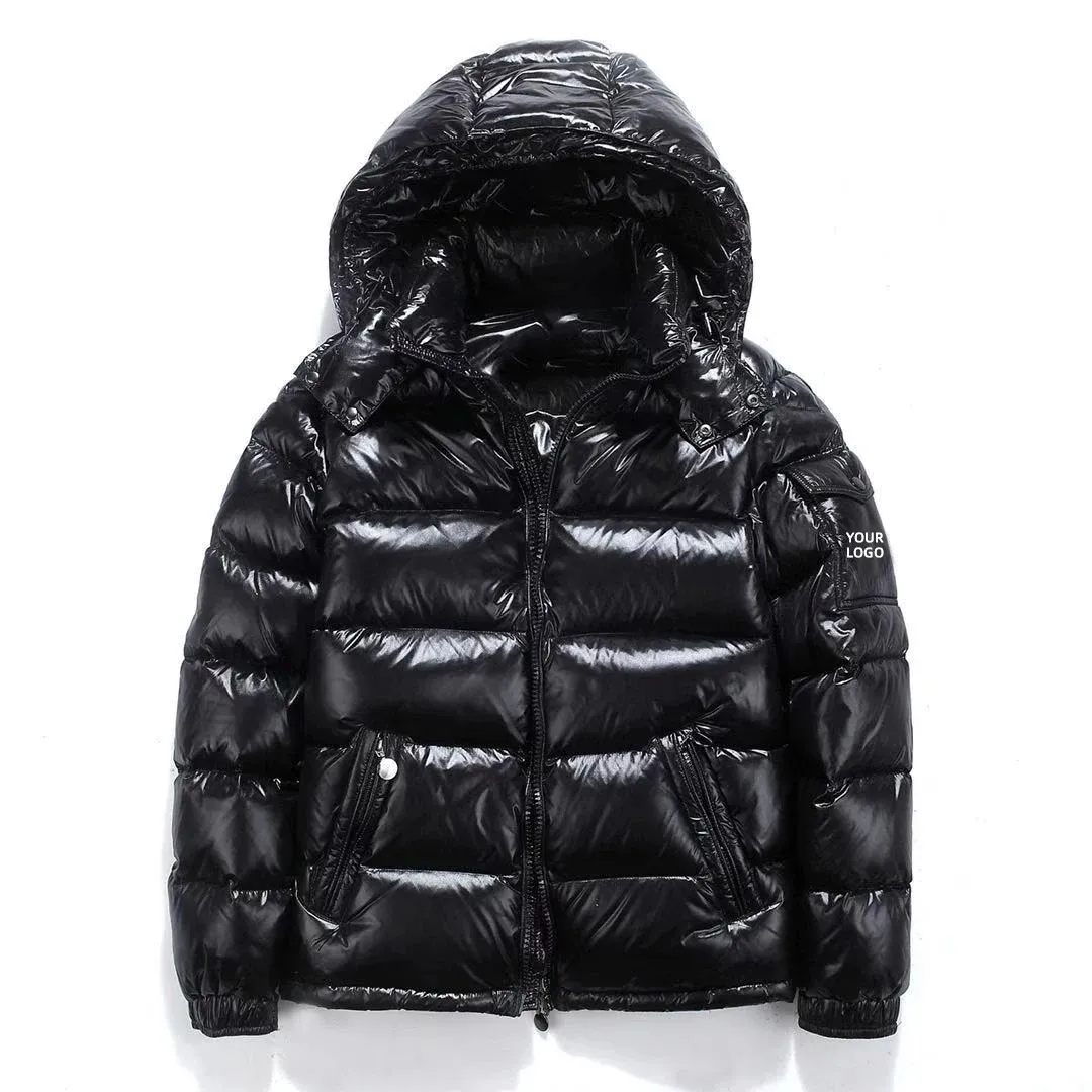 Ropa al aire libre chaqueta impermeable personalizada para hombres invierno brillante acolchado bombardero cálido grueso Trapstar Puffer chaquetas con capucha para hombres