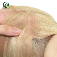 Peluca rubia de cabello Remy chino 100% de 13 pulgadas MW51 para mujer, tupé de uso diario, peluca completa con encaje frontal soldado, sistema de reemplazo capilar para mujer
