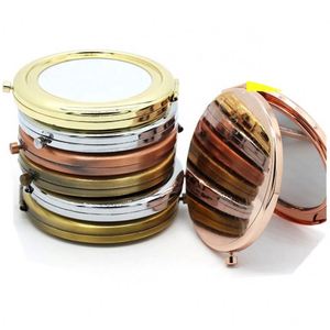 Wholesale Handheld Mini Makeup Mirror Double-Sided Folding Mirror with Metal Base Custom Logo DIY Photo Options - Product Image 2