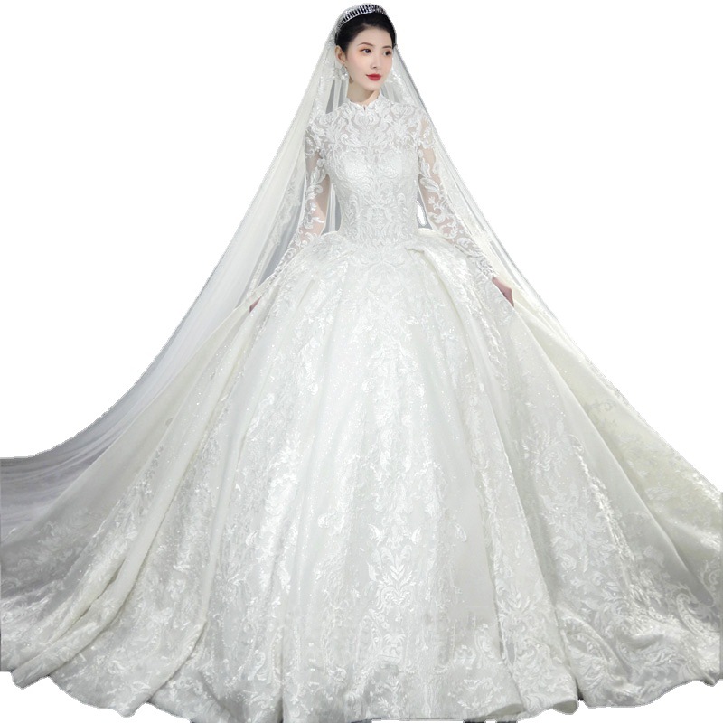 Wholesale Long leeve French wedding dress Temperament dream wedding dress Palace tar train wedding dress bride wedding dress polyester wedding dress Wholesale Long leeve French wedding dress Temperament dream wedding dress Palace tar train wedding dress bride wedding dress polyester wedding dress