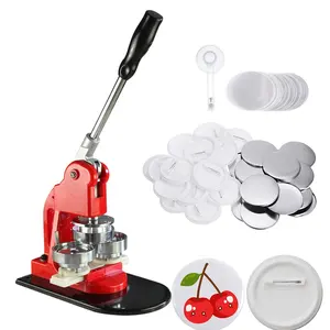 Button Press 2.25 inch(58mm)DIY Pin Button Maker Machine Kit with 500pcs Button Parts and Paper Cutter