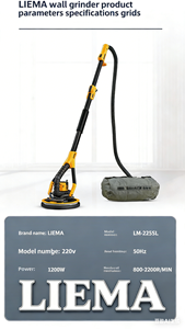 Ponceuse à cloisons sèches portable sans balais LM-225SL, vitesse variable, 1200W, avec aspiration intégrée, pour usage domestique et ponçage de plâtre - Product Image 3