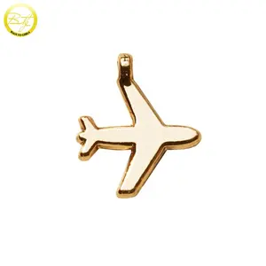 Name Pendant Fashion Small Airplane Shape Necklace Accessory Blank Gold Color Min DIY Charm Pendants With Rings