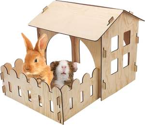 Château <span class=keywords><strong>de</strong></span> lapin en bois cachette avec clôture petit Animal jeu <span class=keywords><strong>maison</strong></span> cachette avec fenêtre amovible lapin <span class=keywords><strong>lit</strong></span> cabine lapin château - Product Image 1