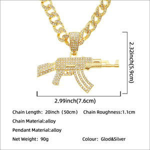 Colgante de pistola de diamantes de imitación para hombre, joyería de Hip Hop de 18K, collar con colgante de oro AK47 - Product Image 6