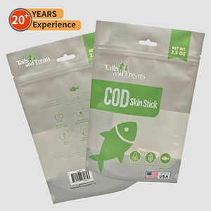 Sachet Doypack Premium pour aliments pour animaux de compagnie (bâtonnets de morue) avec fermeture à glissière refermable, barrière anti-oxygène, étanche et trou Euro - Product Image 3