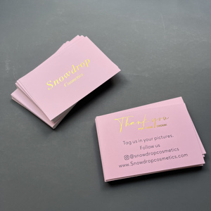 Tarjeta de agradecimiento rosa personalizada con estampado en caliente de logotipo en lámina dorada, tarjetas de reconocimiento empresarial de lujo para pequeñas empresas, empaques de cosméticos - Product Image 5