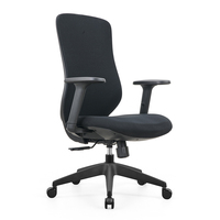 Chaise de bureau pivotante contemporaine en tissu noir avec accoudoirs fixes et réglage en hauteur pour salon et bureau