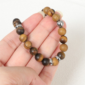 Bohemian Natural Stone Beaded Bracelet <b>Rose</b> <b>Gold</b> Plated Unisex Jewelry - Product Image 5