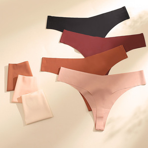 Culottes sans couture taille basse en soie glacée pour femme, tangas de yoga et de sport, sous-vêtements féminins sans couture - Product Image 3