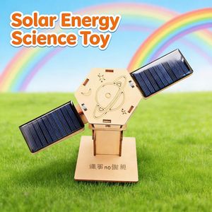木製人工衛星宇宙模型 DIY STEM教育キット（ソーラーパネル付き） - Product Image 1