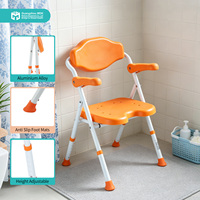 Chaise de douche pliable rembourrée en EVA, coussin doux, siège en forme de U avec accoudoirs et dossier réglable, tabouret de bain