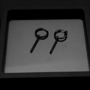 Boucles d'oreilles pendantes géométriques simples, style hip-hop punk, plaqué argent, unisexe, bijoux tendance, vente en gros - Product Image 3