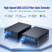Modem USB 3.0 à fibre optique 5 Gbit/s, prolongateur USB sur fibre LC SFP avec 4 ports USB externes