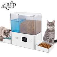 Dispensador automático de comida y agua 2 en 1 AFP con temporizador, tazón de acero inoxidable, juego de dispensador de comida y fuente de agua para perros y gatos