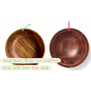 WRIGHTMART Juego de 4 tazones de madera de acacia maciza de 7 pulgadas, tazones apilables para ensalada, acabado natural, diseño minimalista - Product Image 6