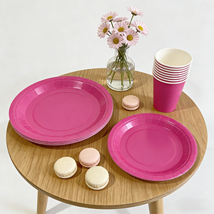 DAMAI Fournitures de fête de couleur unie, vaisselle en papier de couleur unie, ensemble de vaisselle jetable, assiettes de 7 pouces et 9 pouces, gobelets en papier, serviettes - Product Image 3