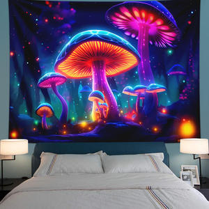 Personnalisé Bohème <span class=keywords><strong>Psychédélique</strong></span> Champignon Tapisserie <span class=keywords><strong>UV</strong></span> Réactif <span class=keywords><strong>Tenture</strong></span> Murale Glowing LED Effet Lumière Partie Salle Décor Art Affichage - Product Image 3