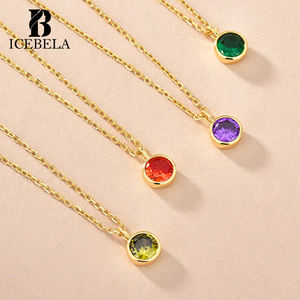 Collares con colgante de circón de piedra de mes de cumpleaños de color joyería fina de Plata de Ley 925 exquisita y elegante única para mujer - Product Image 2