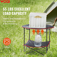 WOQI Table ronde pliante de camping en toile pour pique-nique portable en plein air avec 4 porte-gobelets