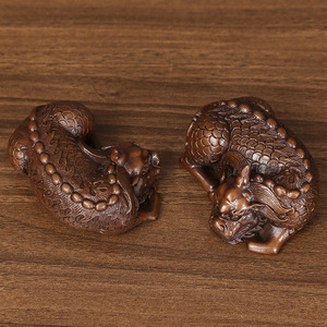 Presse-papiers Qilin en cuivre violet, mini-bête porte-bonheur, artisanat pour la décoration de bureau à domicile, cadeau - Product Image 2