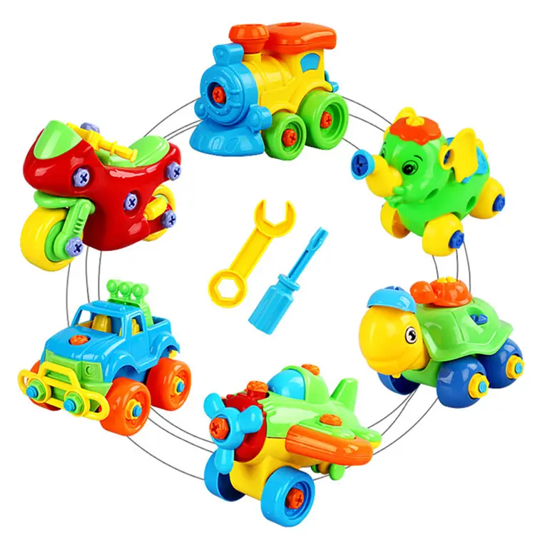 Học tập sớm tự làm hạt nhóm cài đặt câu đố nhựa tháo gỡ xe đồ chơi trẻ em