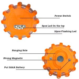 12 + 3 LED cảnh báo an toàn đường bộ đĩa khẩn cấp Strobe Lights di động nhấp nháy an toàn giao thông đèn Road Flare LED cảnh báo ánh sáng - Product Image 2