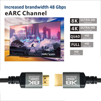 Boîtier en alliage d'aluminium avec logo OEM 2.1 pour câble 8K 60Hz plaqué or avec isolation en PVC pour projecteur, lecteur DVD et moniteur