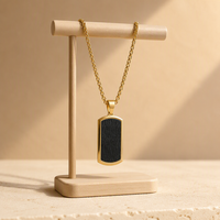 Collier en acier inoxydable 316L doré et noir avec texture en relief, chaîne rectangulaire, bijoux pour hommes et femmes, vente en gros, personnalisation OEM