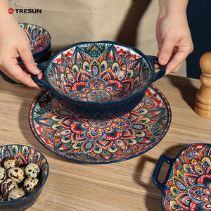 Vente en gros d'assiettes en céramique bleu bohême bols et assiettes vaisselle pour ménage vaisselle plats et assiettes plusieurs modèles de bols - Product Image 1