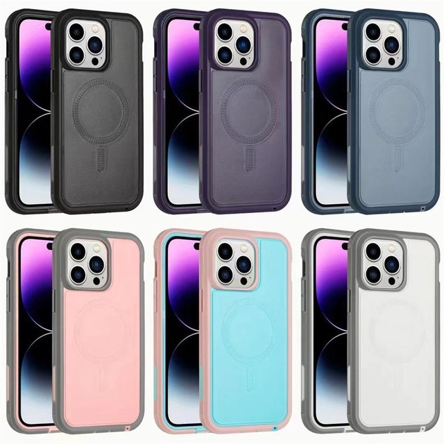 Heavy Duty Defender Case for iPhone 15 Pro Max 2 in 1 Rugged Bumper Magnetic Phone Case for iPhone 15 14 13 12 Pro Max Cover