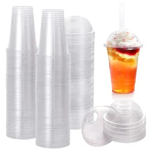 BOYO OEM/ODM Wholesale Recyclable PET Custom Disposable Plastic Clear Cold Drink Smoothie Cups With Lid