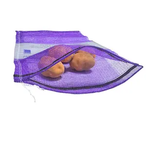 Vendita calda viola PP leno cipolla rete borsa con coulisse per il pacchetto di vari frutti di mare di frutta verdura legna da ardere di mais