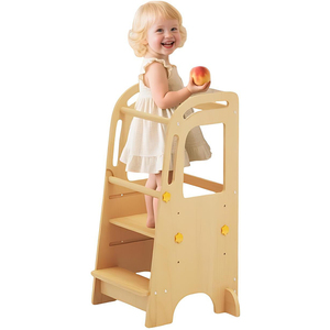 Tabouret de sécurité en <span class=keywords><strong>bois</strong></span> certifié FSC pour tout-petits avec pieds de soutien Tableau noir pour enfants de 1 à 3 ans - Product Image 1