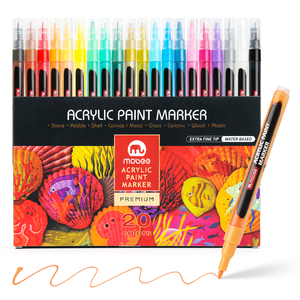 P-967A-20 MOBEE 20 colori pennarello acrilico colore brillante personalizzato pennarello acrilico Set <span class=keywords><strong>punta</strong></span> extra <span class=keywords><strong>Fine</strong></span> pennarello a base di acqua acrilico - Product Image 1