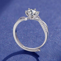 Bague en moissanite de luxe personnalisée 1ct 2ct, plaquée rhodium, argent sterling 925, bijoux pour femmes