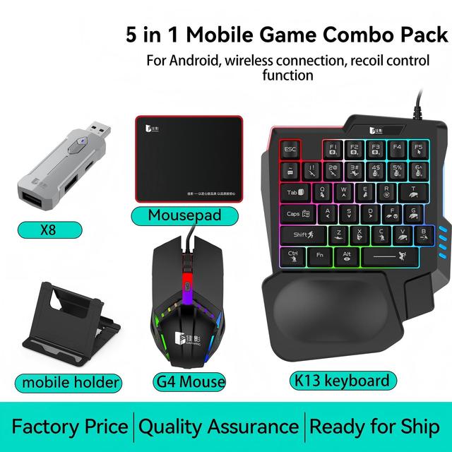2026 New for Android Wireless Bt Connection Usb Adapter Keyboard Mouse Sets for Pubg Game