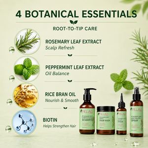 Private Label Rosemary biotin Mint Hair Care Set 4 Piece Strengthening Shampoo Repair Mask Scalp Serum Heat Protect <b>Spray</b> - Product Image 2