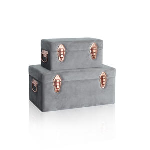 Muebles para el hogar de tela de terciopelo tronco de almacenamiento con accesorios de oro rosa set de <span class=keywords><strong>2</strong></span> - Product Image 1