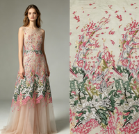 Tissu en tulle rose, vert, or, broderie florale de papillons, plusieurs couleurs, en stock, livraison rapide, États-Unis, Europe, Moyen-Orient