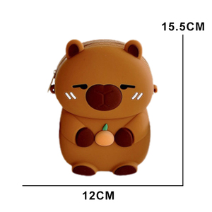 Hot Sale New Capybara Children's Soft Silicone Waterproof Zipper Closure Fashion Crossbody Bag Zero <b>Wallet</b> Decompression Toy - Product Image 3