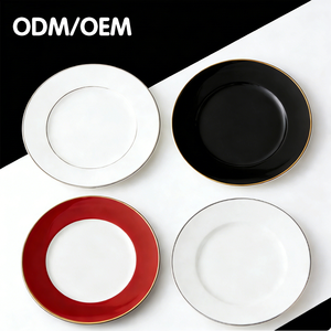 ชุดจานอาหารเซรามิกสีขาวขอบทอง ผลิตโดยผู้ผลิต OEM ตามสั่ง - Product Image 5
