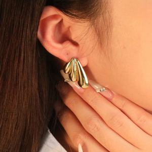 Customizable Jewelry Hypoallergenic 18K Gold Plated Stud <b>Earrings</b> Fashion Trendy Stainless Steel Chunky Statement <b>Wing</b> <b>Earrings</b> - Product Image 1